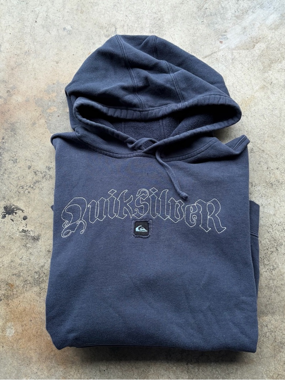 Vintage Y2K Quicksilver Hoodie Surf Skate Embroidered Logo Navy
